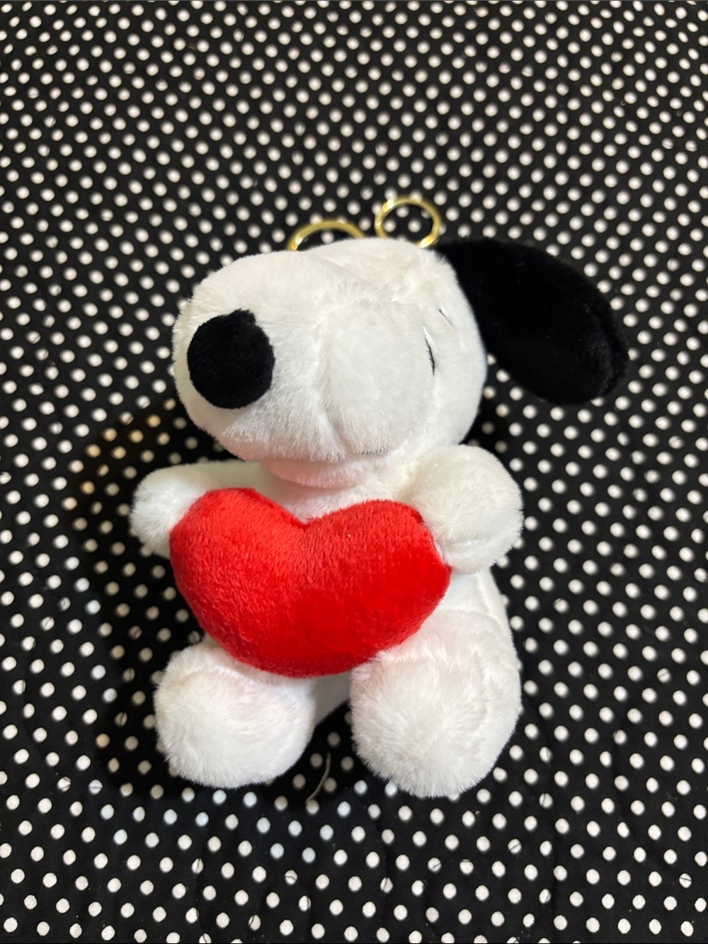 White & Black Plush Snoopy Dog Toy with Red Heart - Soft Valentine Pet Plush